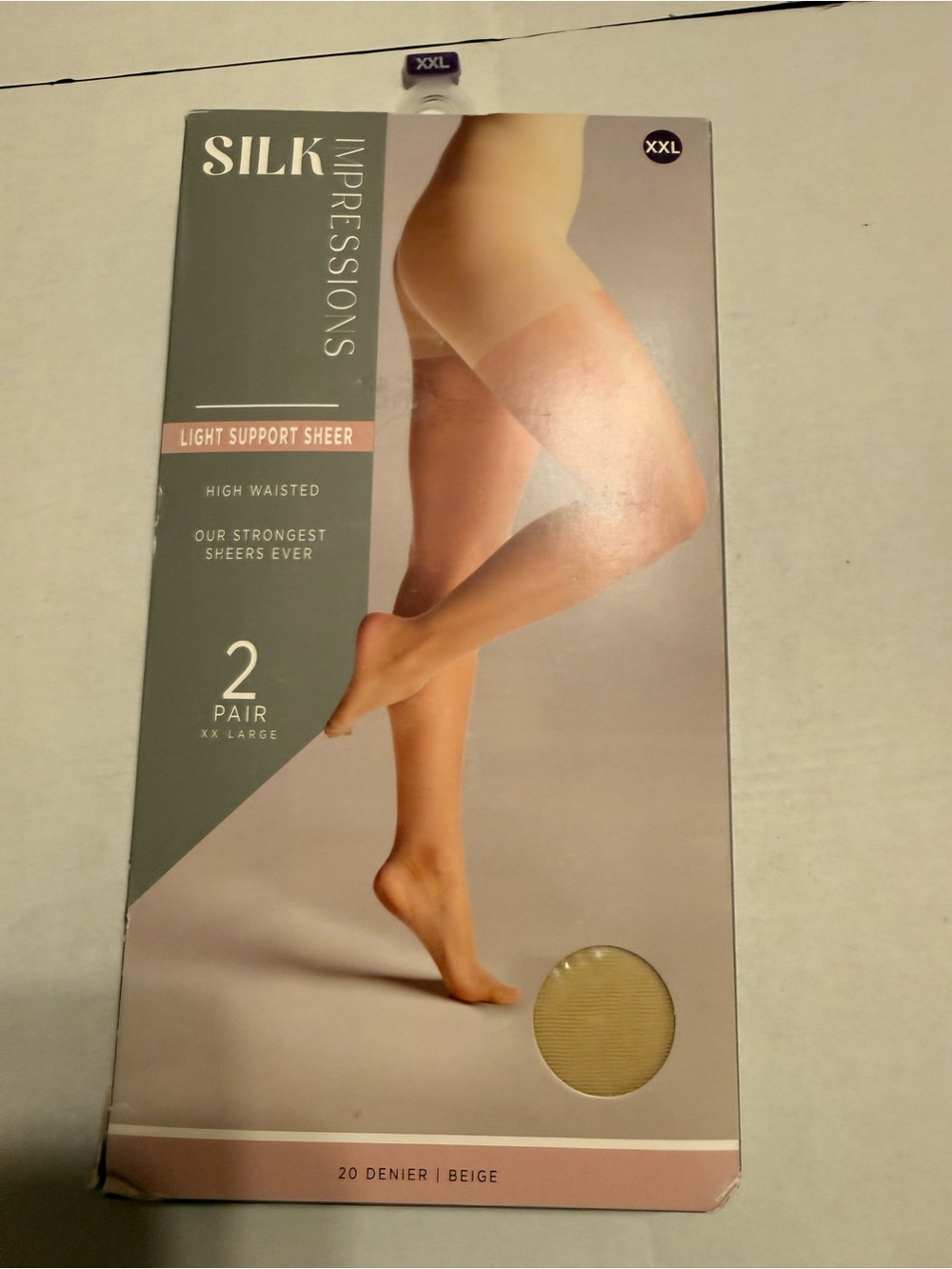 Impressions Silk Light Support Sheer Tights in Beige - 2 Pair XXL
